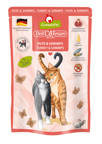 GranataPet DeliCATessen Turkey & Shrimps grain-free wet cat food – high meat content