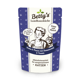 Chicken & pheasant wet cat food made in Germany with borage oil