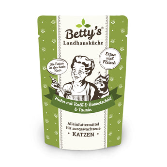 Chicken & veal wet cat food with borage oil, made in Germany