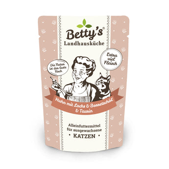 Chicken & salmon wet cat food with borage oil, made in Germany