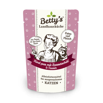 Pure beef wet cat food with flaxseed oil made in Germany