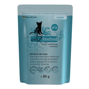 Catz Finefood Classic herring & shrimps wet cat food – pumpkin & aloe