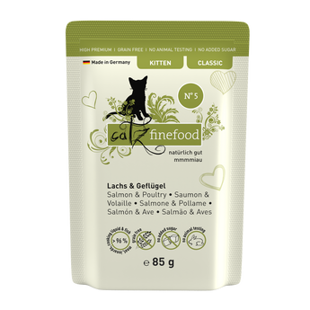 Catz Finefood Classic Kitten salmon & poultry wet cat food – spinach & tomato