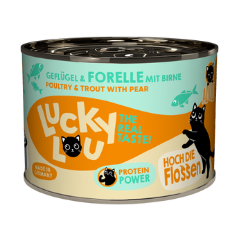 Lucky Lou adult wet cat food – poultry & trout with pear (grain-free)