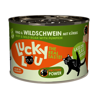 Lucky Lou adult wet cat food – beef & wild boar with pumpkin (grain-free)