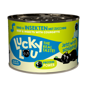 Lucky Lou adult wet cat food – beef & insects with zucchini (grain-free)