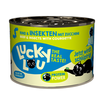 Lucky Lou adult wet cat food – beef & insects with zucchini (grain-free)