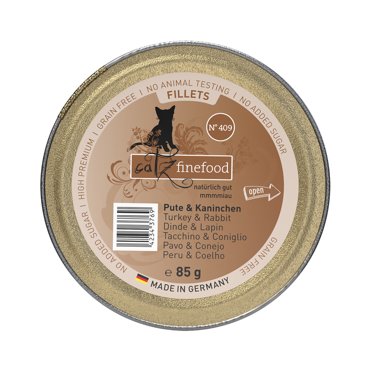 Catz Finefood Fillets No.409 – Turkey, Chicken & Rabbit Grain-Free Wet Cat Food