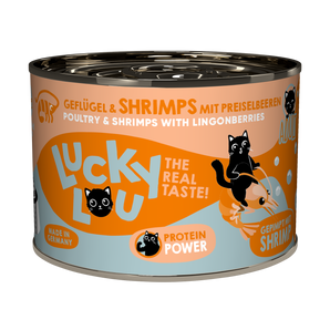 Lucky Lou adult wet cat food – poultry & shrimps with cranberries (grain-free)