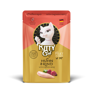KITTY Filét in Paté Chicken & Beef grain-free wet cat food – with salmon oil & DIVA-Effect